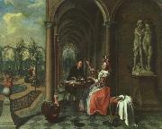 Jan Josef Horemans the Elder Garden with Figures on a Terrace oil painting reproduction